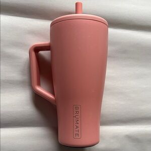 BrüMate Pink Insulated Travel Mug with Handle and Straw